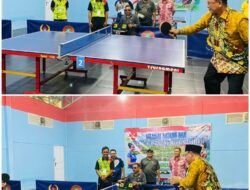 Semarak HUT RI ke-79, Bupati Kotabaru Buka Turnamen Tenis Meja Dengan  Pukulan Bola