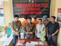Satresnarkoba Polres Kotabaru Musnahkan Barang Bukti Narkotika Dalam Dua Perkara