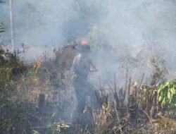 Aksi Responsif Polsek Kelumpang Hulu Cegah Karhutla, Ipda Agus Setiawan Kerahkan Anggota Ketitik Lokasi Api