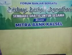 Forum Banjar Bersatu Pererat Soliditas, Berbagi Sembako Ramadhan Bersama Bank Kalsel