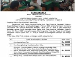 BAZNAS Kotabaru Tetapkan Nilai Uang Zakat Fitrah dan Fidyah Tahun 1447 H/2026 M