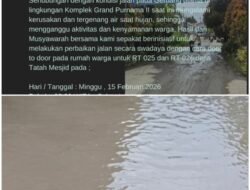 Diduga Akibat Angkutan Proyek, Warga Grand Purnama II Galang Dana Perbaikan Jalan Sendiri