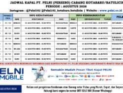 PELNI Rilis Jadwal Pelayaran Agustus 2026 untuk Rute Kotabaru dan Batulicin
