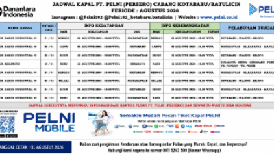 PELNI Rilis Jadwal Pelayaran Agustus 2026 untuk Rute Kotabaru dan Batulicin